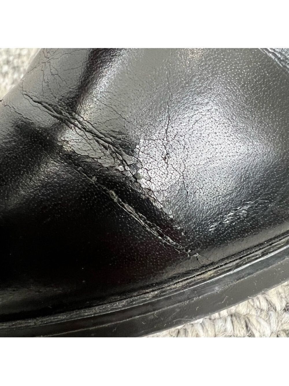 Vintage minimalist tall black vegan leather fleece lined flat boots 10 - Picture 15 of 15